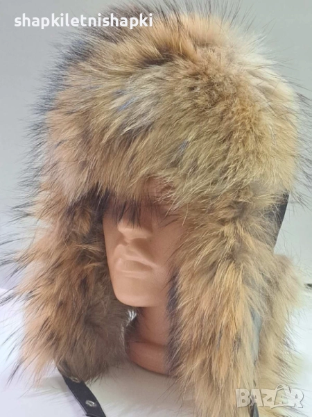 Дамска шапка естествена кожа - Енот ДШ108, снимка 1