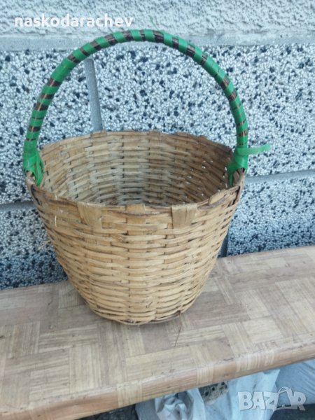 Плетена кошница от ленти дърво изключително здрава, снимка 1