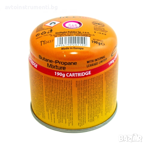 Патрон пропан-бутан за газова горелка - 190 грама -57002G, снимка 1