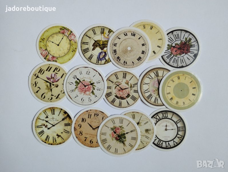 Скрапбук стикери "ретро часовници" - 15 бр /комплект, снимка 1