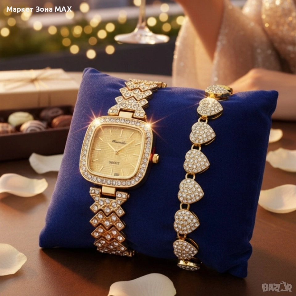 Елегантен дамски часовник с гривна – решение за подарък и ежедневен блясък, снимка 1