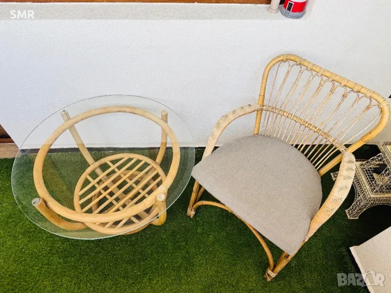 Градинска маса от естествен ратан, снимка 1