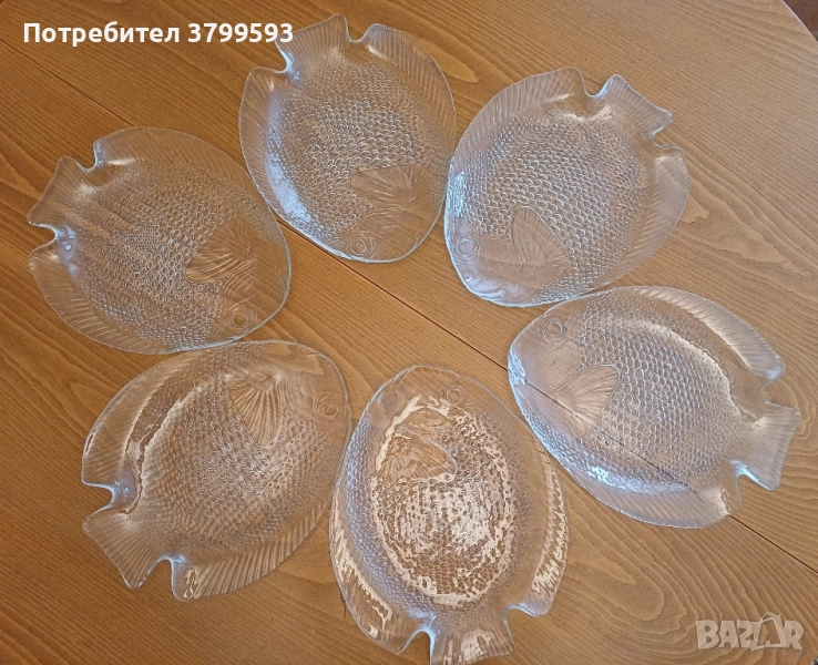 6 стъклени чинии за риба arcoroc france, снимка 1
