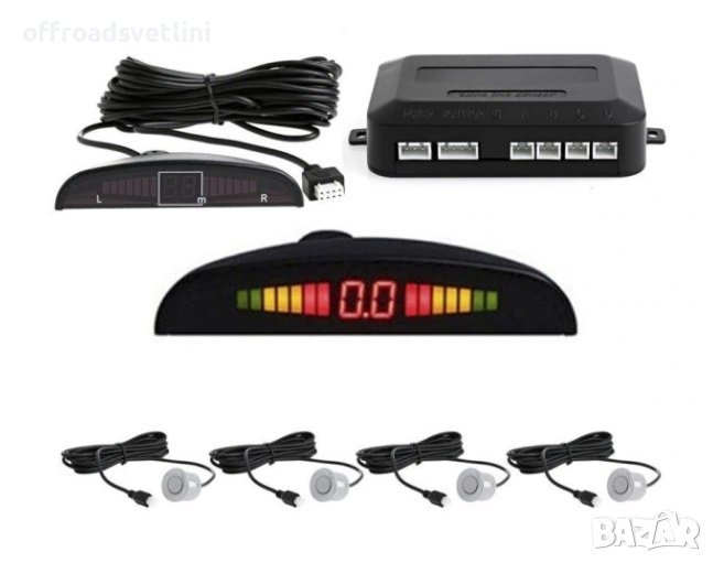 Ултразвуков Парктроник с Четири Сиви Датчика и LED Дисплей, снимка 1