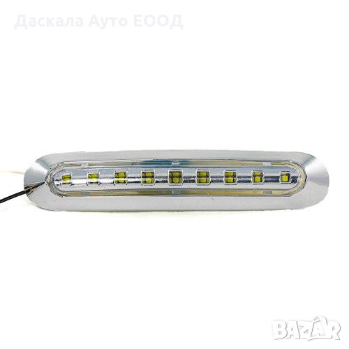1 бр. диодни ЛЕД LED габарити хром лукс БЕЛИ с 9 диода 24V, снимка 1