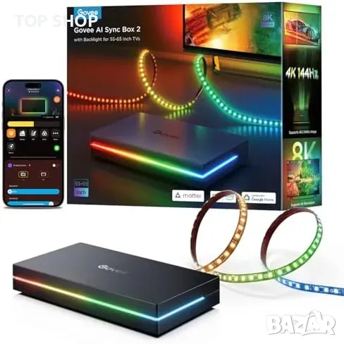 Ново Govee HDMI 2.1 Sync Box и RGB LED лента за 55-65" TV, 8K 60Hz, снимка 1