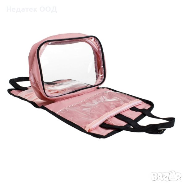 Комплект тоалетни принадлежности Pink Transparent , 2 размера, 2 бр., снимка 1