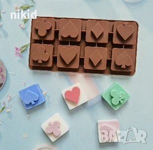 Покер знаци символи в квадрат силиконов молд форма калъп шоколад гипс , снимка 1