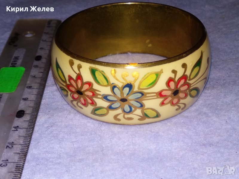 БРОНЗИРАНА РЪЧНО ФЛОРАЛНО ИЗРИСУВАНА ВИНТИДЖ - АРТ ГРИВНА 16710, снимка 1