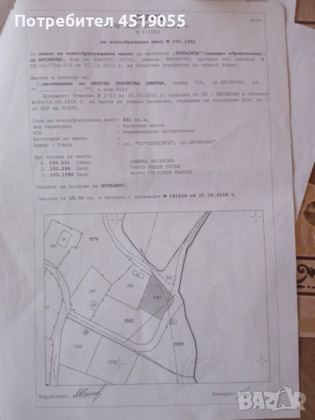 Продавам парцел в гр Аксаково за 27 000 ЛЕВА , снимка 1