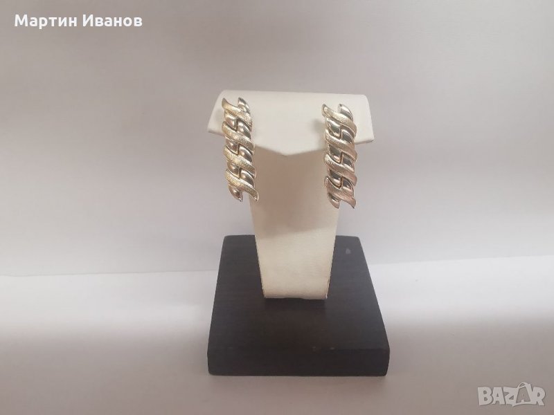 Златни обеци висящи преса , снимка 1