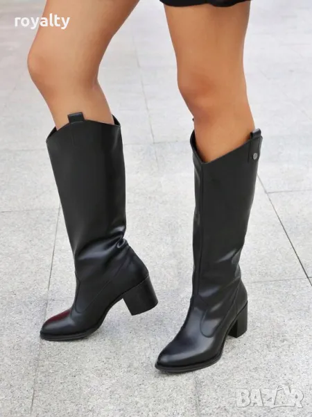Ботуши на ток - черна кожа - TL10, снимка 1