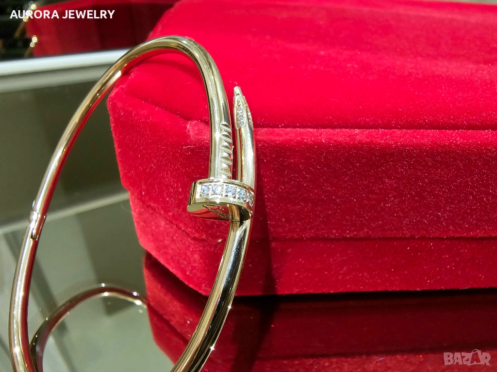 CARTIER Nail Juste un Clou Small Thin Rose Gold Diamonds Гривна Пирон, снимка 1