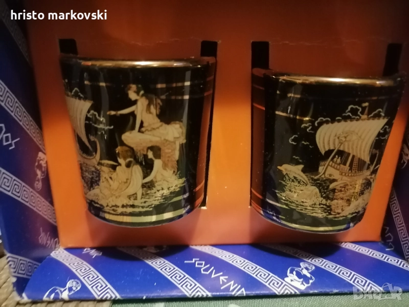Гръцки чаши, позлатени с 24 карата злато – колекционерски комплект, снимка 1