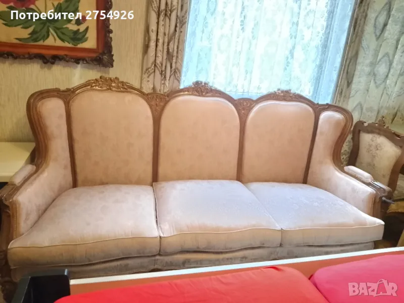 диван винтидж от масив с дърворезба , снимка 1