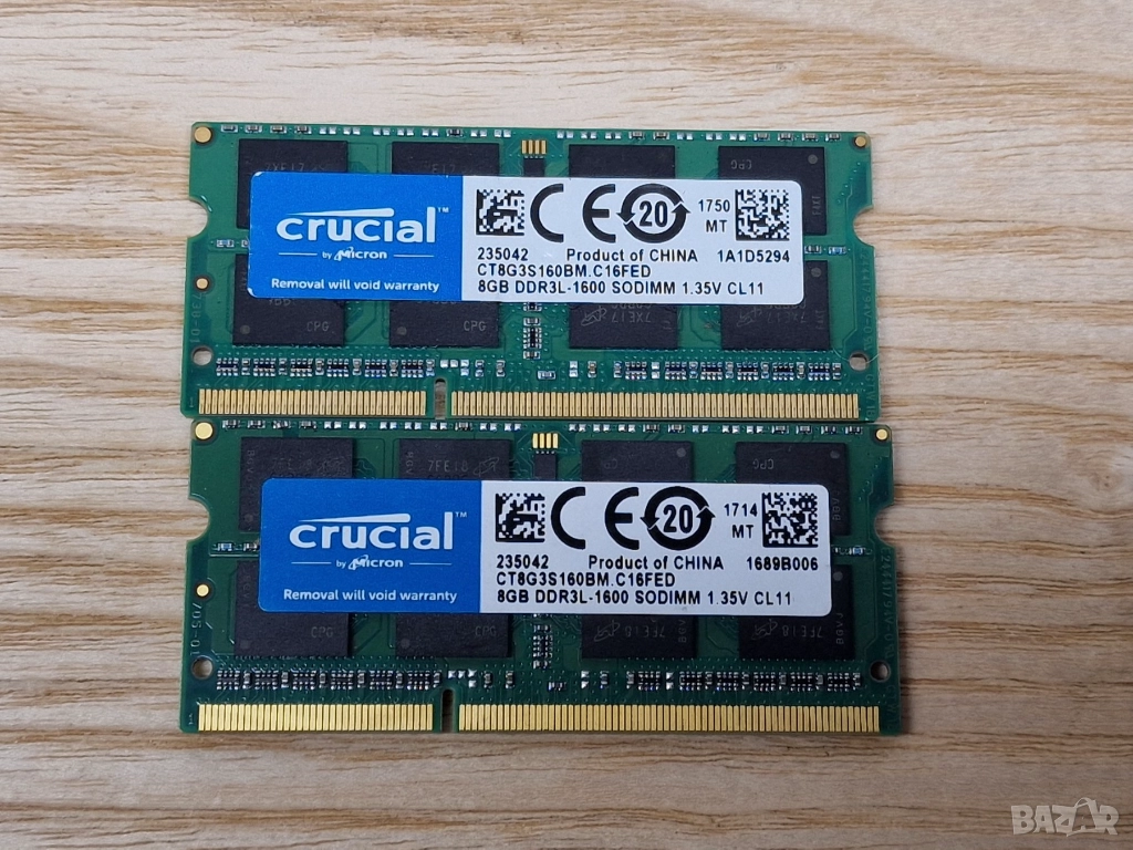 ✅8GB DDR3L 1600Mhz Crucial Ram Рам Памет за лаптоп с гаранция!, снимка 1