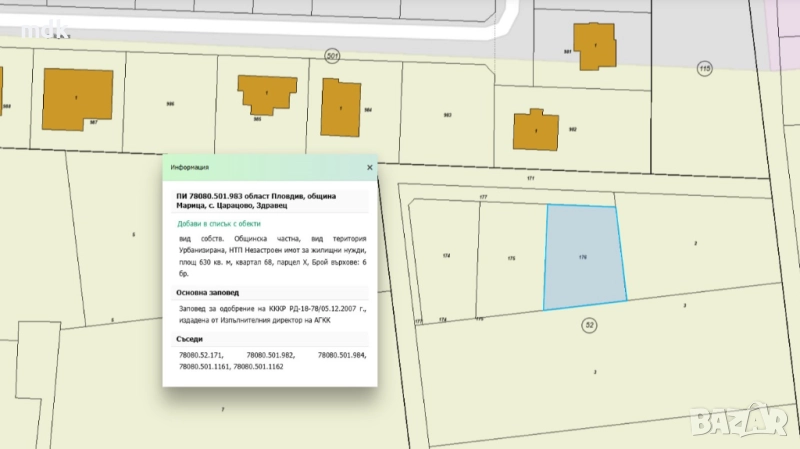 Парцел УПИ за жилищно строителство Царацово, снимка 1