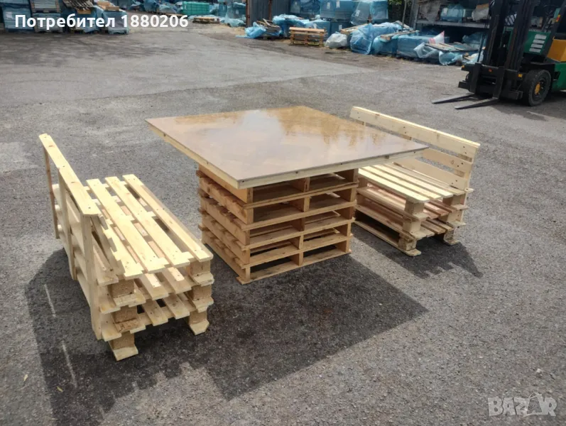 Градинска маса с две пейки , снимка 1