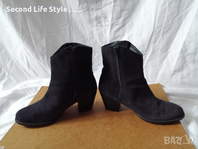 № 41 дамски боти естествен велур в син цвят, снимка 9 - Дамски боти - 53135033