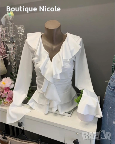 Нежни блузки с ефирни къдрички  В жълто изчерпана!  , снимка 2 - Блузи с дълъг ръкав и пуловери - 53616482