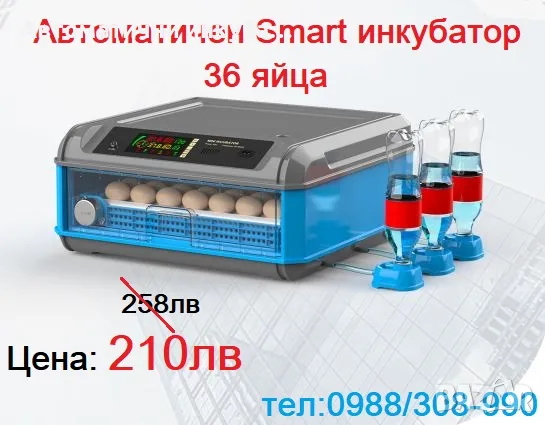 Продавам автоматични Smart инкубатори за 36 яйца.  Инструкции на български език. 220V / 12V, снимка 1