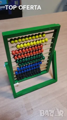 Дървено сметало с цветни топчета, снимка 2 - Образователни игри - 48422855