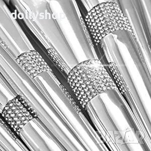 Комплект Четки за Грим с Кристали Сребърни дръжки, снимка 4 - Декоративна козметика - 40278030