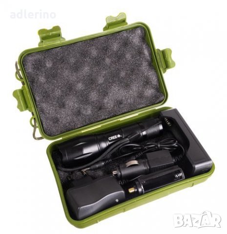 Тактически фенер КРЕЕ, силен фенер с презареждаща батерия, зарядно за кола, водоустойчиво, снимка 3 - Прожектори - 34390002