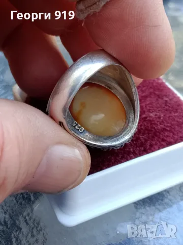 Сребърен пръстен с карнеол, снимка 4 - Пръстени - 56347067