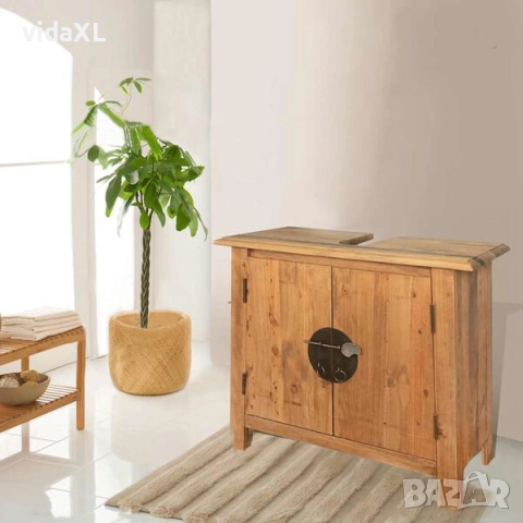vidaXL Комплект мебели за баня, борова дървесина масив（SKU:246040), снимка 2 - Мивки - 52980724
