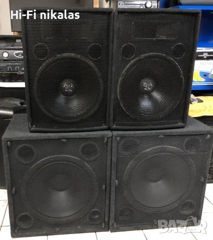 бас каса 18" OBERTON B500 + професионални тонколони 15" ZECK + стъпало + мишпулт, снимка 1
