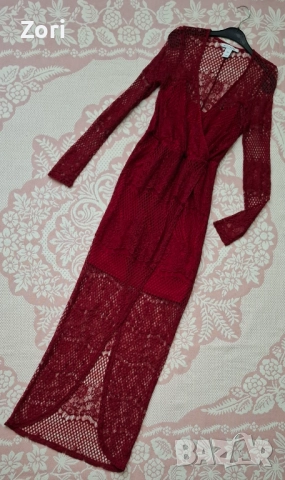 РАЗКОШНА дълга дантелена рокля с къса подплата