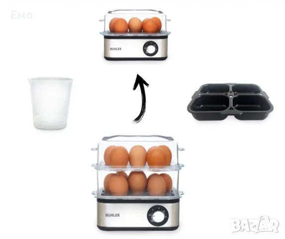 Комбиниран уред за варене на яйца и готвене на пара 2 в 1 , снимка 2 - Уреди за готвене на пара - 48510124