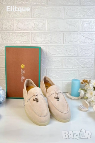 Мокасини от естествен велур Loro Piana, снимка 4 - Мокасини - 53566452