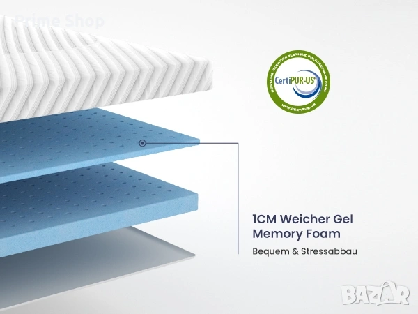 140x200x7см - Топ матрак BedStory, охлаждаща мемори пяна, перящ се калъф , снимка 11 - Матраци - 53748950