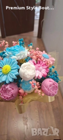 Ръчно изработен букет от ароматни сапунени цветя 💙💗