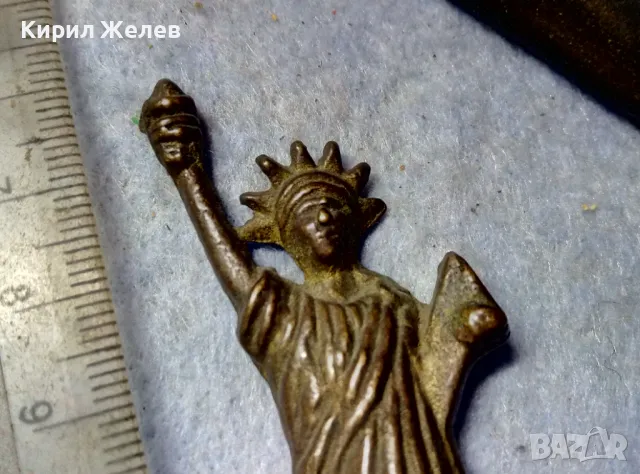 СТАРА МЕСИНГОВА ФИГУРКА - СТАТУЯТА на СВОБОДАТА За КОЛЕКЦИЯ ТЕМАТИЧНА ДЕКОРАЦИЯ МНОГО КРАСИВА 48755, снимка 6 - Колекции - 48729180