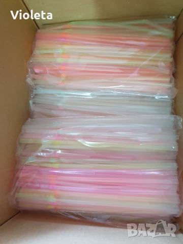 Коктейлни сламки с чупещо рамо, разноцветни. 1000бр.