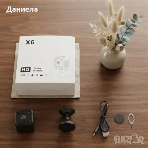 Мини безжична Wi-Fi IP камера X6 Full HD 1080P с нощно виждане и детектор за движение, снимка 2 - IP камери - 55806094