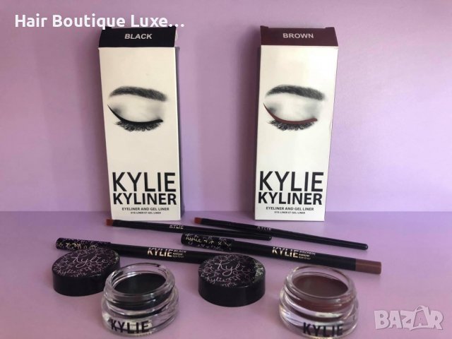 5 ЛЕВА ‼️ Комплект 3в1 на KYLIE ™️  Молив + гел + четка ✔️ Черен цвят 🖤 , снимка 6 - Декоративна козметика - 38762705