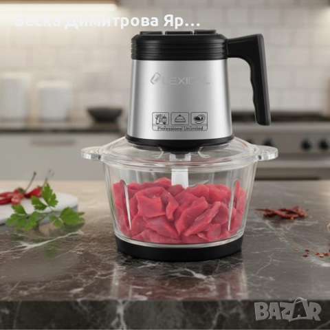 Електрически чопър Lexical LCH-1956 с 6 титаниеви ножа и стъклена купа, снимка 2 - Чопъри и пасатори - 52899017
