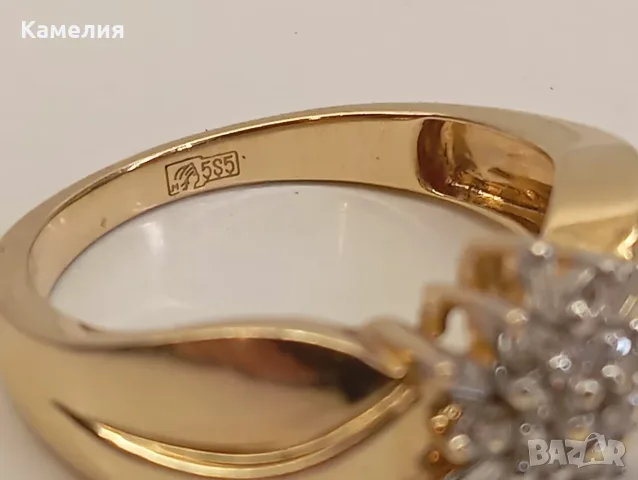 Руско злато. Пръстен с брилианти , снимка 11 - Пръстени - 56242951
