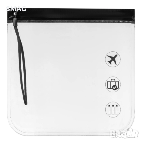 Комплект прозрачни несесери за пътуване с черна дръжка 20x20см – 2 бр._1236573