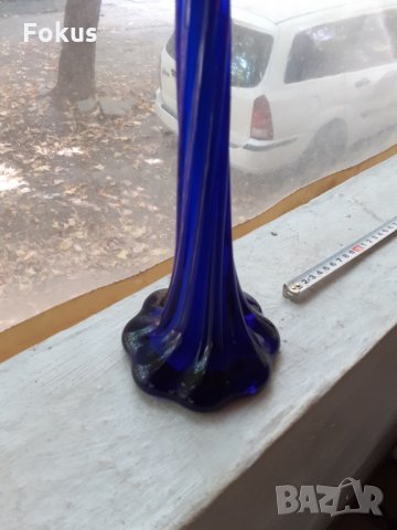 Красива синя ваза, снимка 5 - Антикварни и старинни предмети - 34348944