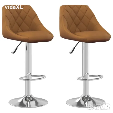 vidaXL Бар табуретки, 2 бр, кафяви, кадифе（SKU: 335303）