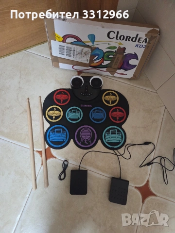 Чисто нов Комплект електронни барабани CLORDEAL KD21 с жак за слушалки, 9 подложки, снимка 2 - Друга електроника - 53755123