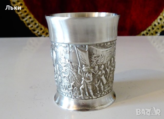 Чаша от калай за ракия,Конници,Рицари. , снимка 6 - Антикварни и старинни предмети - 44237137