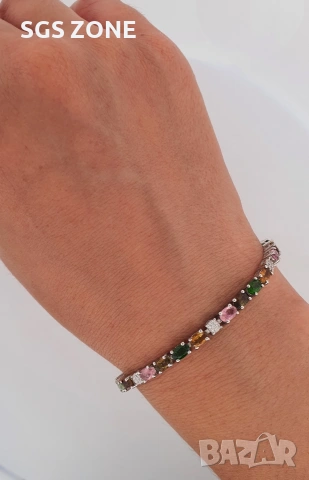 ГРИВНА ОТ СРЕБРО С МНОГОЦВЕТЕН ТУРМАЛИН, снимка 9 - Гривни - 53274333