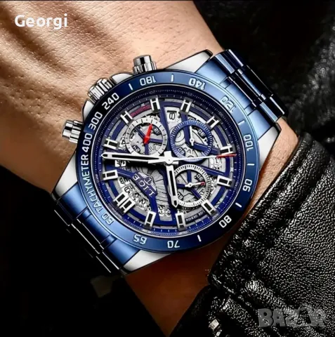 Мъжки спортно/елегантен кварцов часовник LIGE*Black Edition* Хронограф!, снимка 5 - Мъжки - 49526992