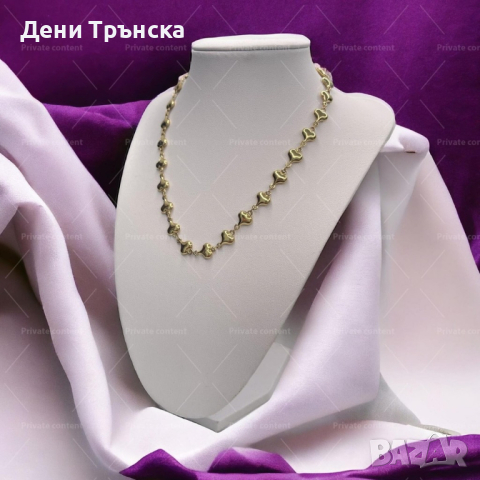 Колие от верига от сърца, снимка 1 - Колиета, медальони, синджири - 44789327